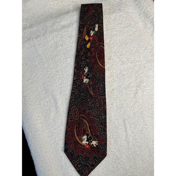Vintage Hand Made Mickey Mouse 100% Silk Paisley Tie by The Disney Store - Picture 3 of 8